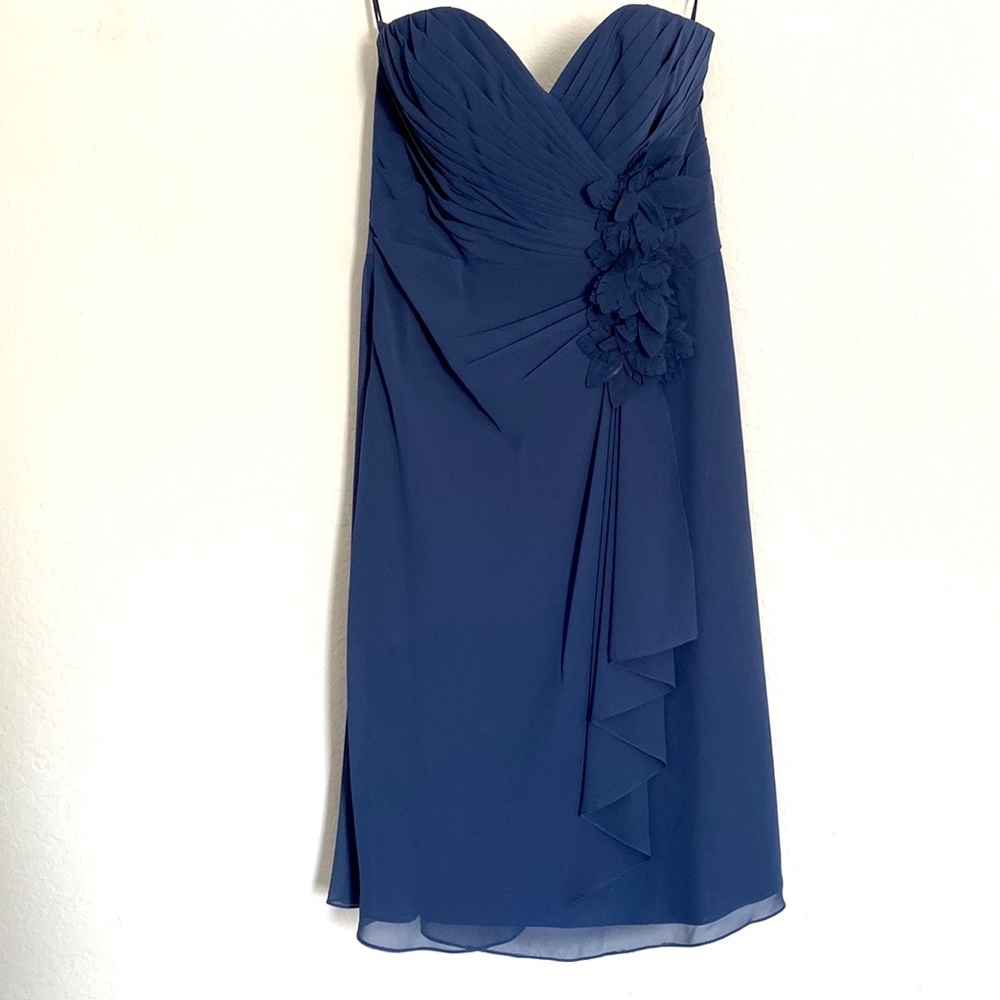 Allure Bridals - Navy Blue Strapless Short Cocktail Formal or Bridesmaids Dress - Picture 3 of 7